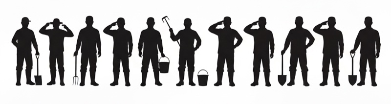 農作業をする人たちのシルエット