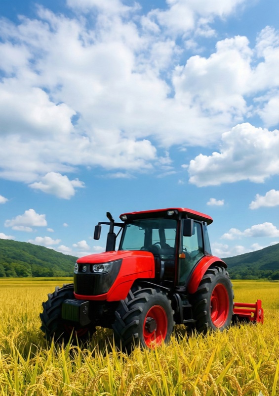 出雲の田んぼとトラクター